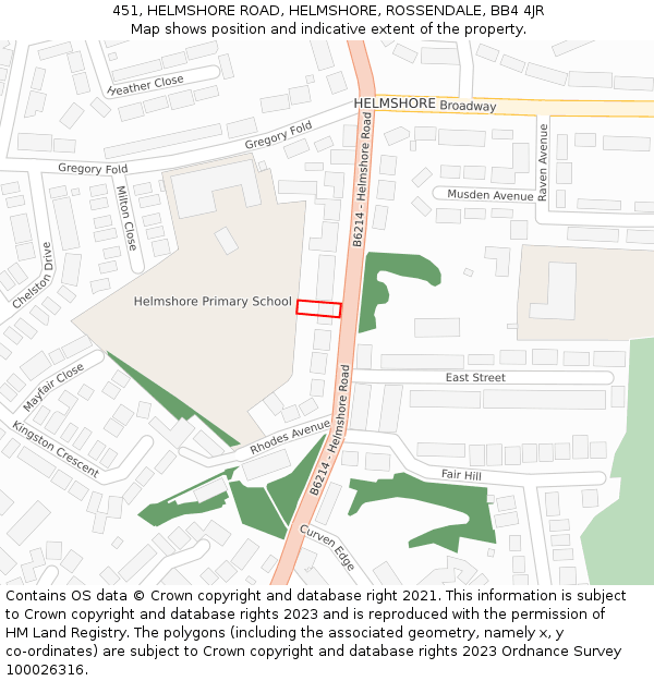 451, HELMSHORE ROAD, HELMSHORE, ROSSENDALE, BB4 4JR: Location map and indicative extent of plot