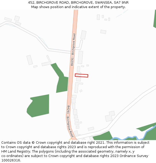 452, BIRCHGROVE ROAD, BIRCHGROVE, SWANSEA, SA7 9NR: Location map and indicative extent of plot