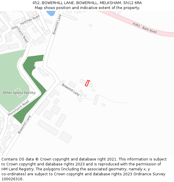 452, BOWERHILL LANE, BOWERHILL, MELKSHAM, SN12 6RA: Location map and indicative extent of plot