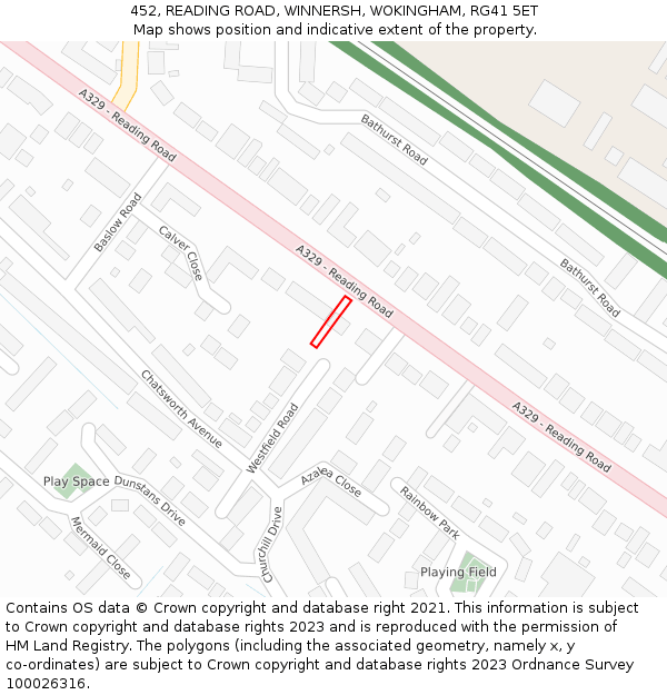 452, READING ROAD, WINNERSH, WOKINGHAM, RG41 5ET: Location map and indicative extent of plot