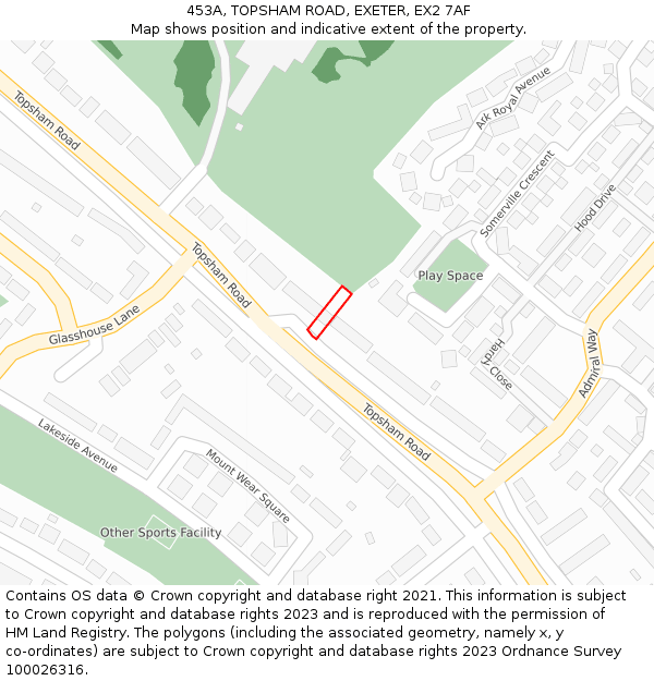 453A, TOPSHAM ROAD, EXETER, EX2 7AF: Location map and indicative extent of plot