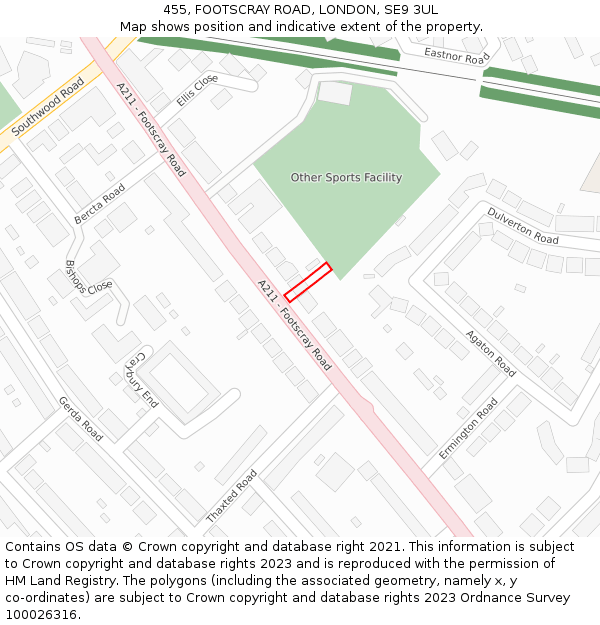 455, FOOTSCRAY ROAD, LONDON, SE9 3UL: Location map and indicative extent of plot