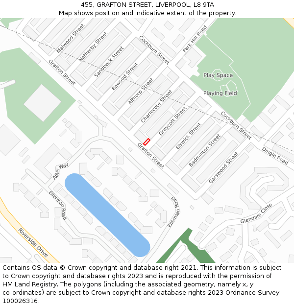 455, GRAFTON STREET, LIVERPOOL, L8 9TA: Location map and indicative extent of plot