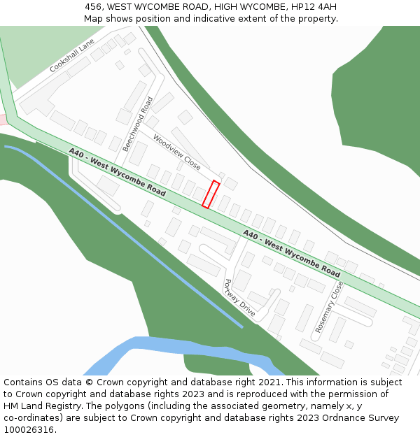 456, WEST WYCOMBE ROAD, HIGH WYCOMBE, HP12 4AH: Location map and indicative extent of plot