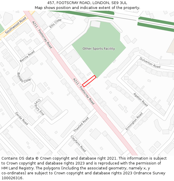 457, FOOTSCRAY ROAD, LONDON, SE9 3UL: Location map and indicative extent of plot