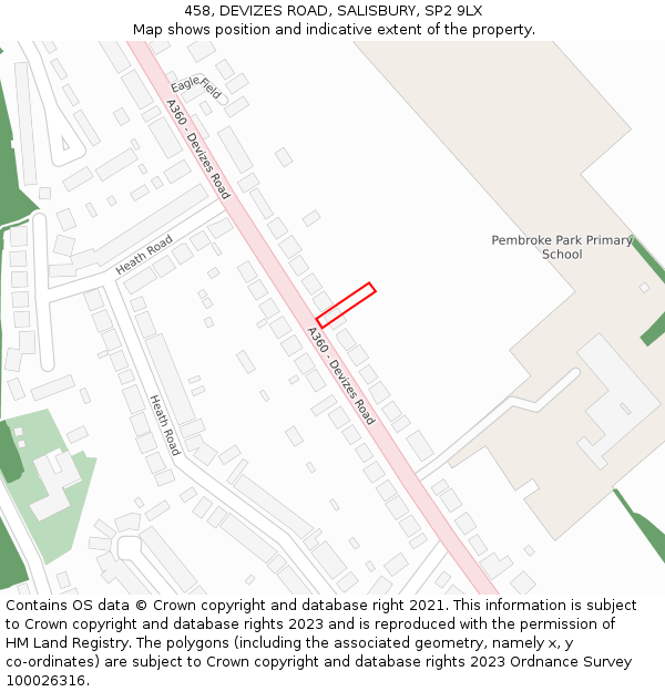 458, DEVIZES ROAD, SALISBURY, SP2 9LX: Location map and indicative extent of plot