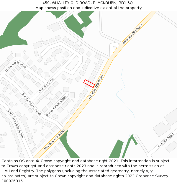 459, WHALLEY OLD ROAD, BLACKBURN, BB1 5QL: Location map and indicative extent of plot