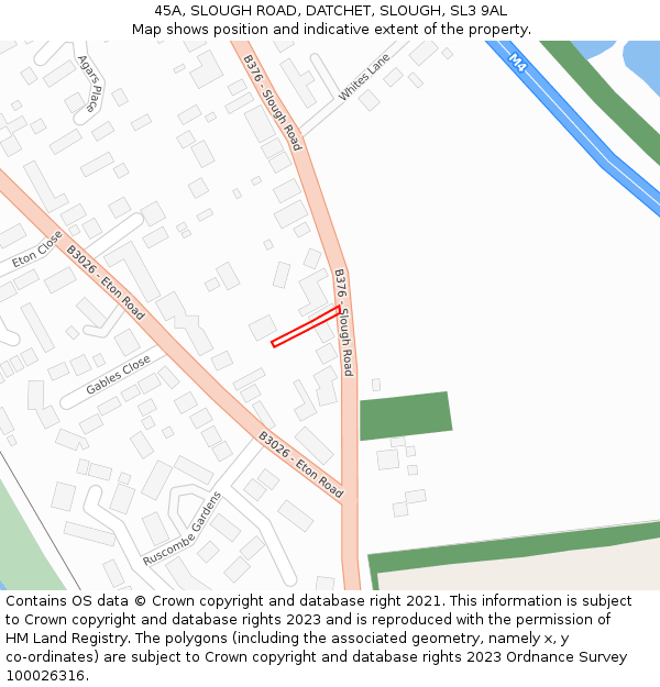 45A, SLOUGH ROAD, DATCHET, SLOUGH, SL3 9AL: Location map and indicative extent of plot