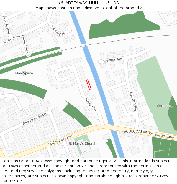 46, ABBEY WAY, HULL, HU5 1DA: Location map and indicative extent of plot