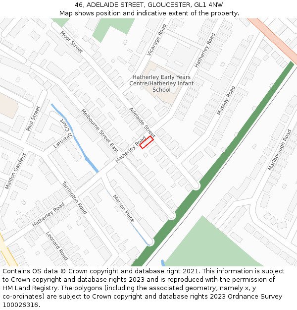 46, ADELAIDE STREET, GLOUCESTER, GL1 4NW: Location map and indicative extent of plot
