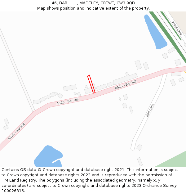 46, BAR HILL, MADELEY, CREWE, CW3 9QD: Location map and indicative extent of plot