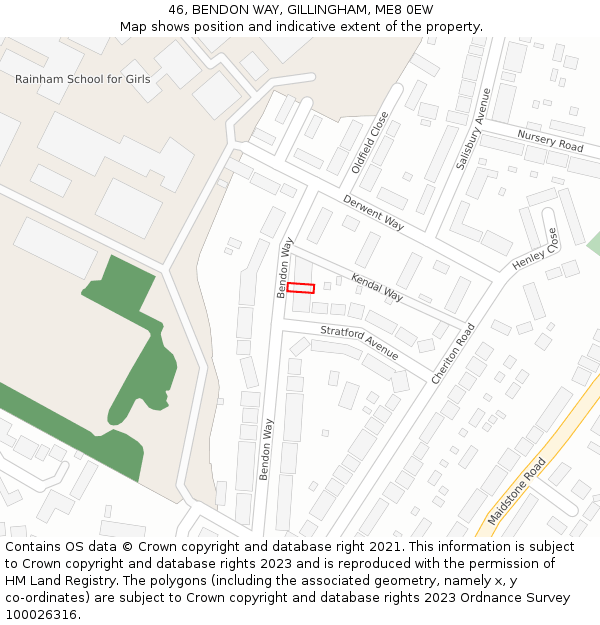 46, BENDON WAY, GILLINGHAM, ME8 0EW: Location map and indicative extent of plot