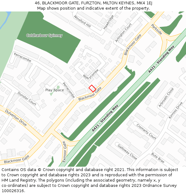 46, BLACKMOOR GATE, FURZTON, MILTON KEYNES, MK4 1EJ: Location map and indicative extent of plot