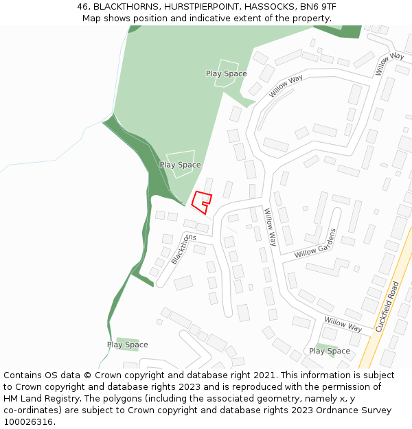 46, BLACKTHORNS, HURSTPIERPOINT, HASSOCKS, BN6 9TF: Location map and indicative extent of plot