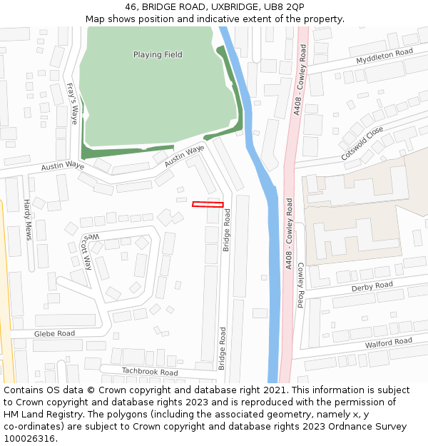 46, BRIDGE ROAD, UXBRIDGE, UB8 2QP: Location map and indicative extent of plot