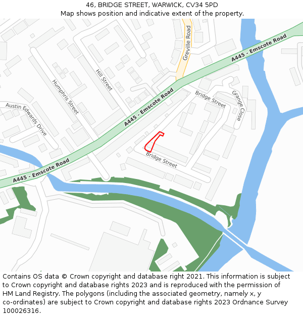 46, BRIDGE STREET, WARWICK, CV34 5PD: Location map and indicative extent of plot