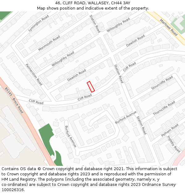 46, CLIFF ROAD, WALLASEY, CH44 3AY: Location map and indicative extent of plot