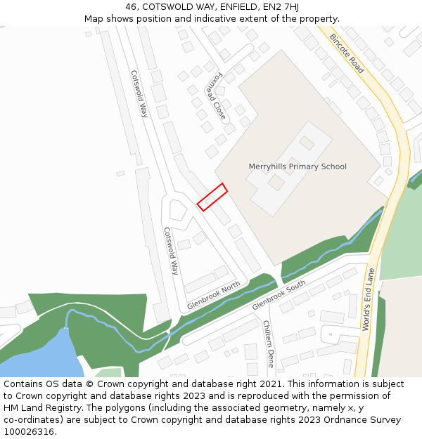 46, COTSWOLD WAY, ENFIELD, EN2 7HJ: Location map and indicative extent of plot