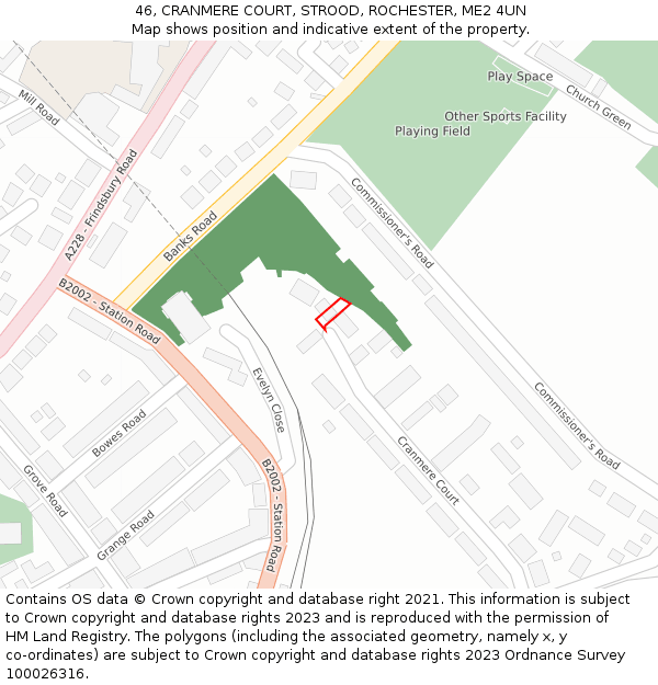 46, CRANMERE COURT, STROOD, ROCHESTER, ME2 4UN: Location map and indicative extent of plot