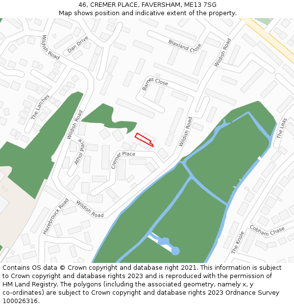 46, CREMER PLACE, FAVERSHAM, ME13 7SG: Location map and indicative extent of plot