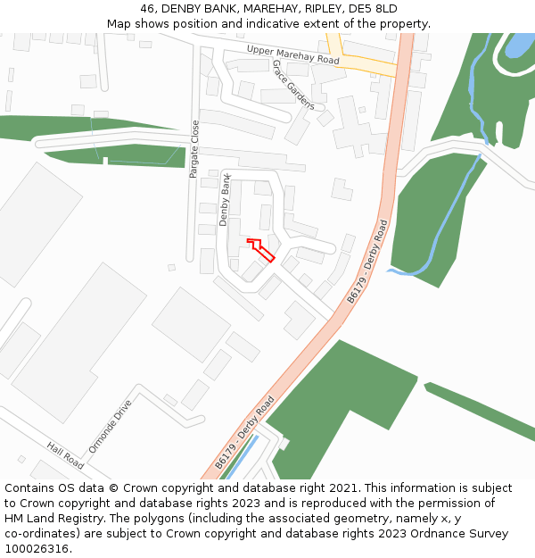 46, DENBY BANK, MAREHAY, RIPLEY, DE5 8LD: Location map and indicative extent of plot