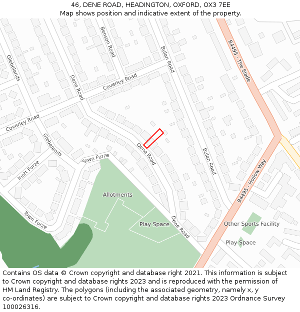 46, DENE ROAD, HEADINGTON, OXFORD, OX3 7EE: Location map and indicative extent of plot