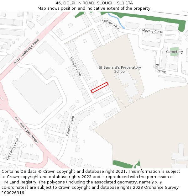 46, DOLPHIN ROAD, SLOUGH, SL1 1TA: Location map and indicative extent of plot