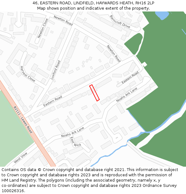 46, EASTERN ROAD, LINDFIELD, HAYWARDS HEATH, RH16 2LP: Location map and indicative extent of plot