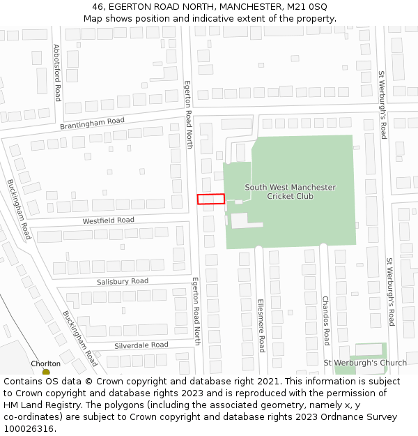 46, EGERTON ROAD NORTH, MANCHESTER, M21 0SQ: Location map and indicative extent of plot