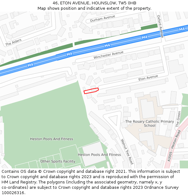 46, ETON AVENUE, HOUNSLOW, TW5 0HB: Location map and indicative extent of plot