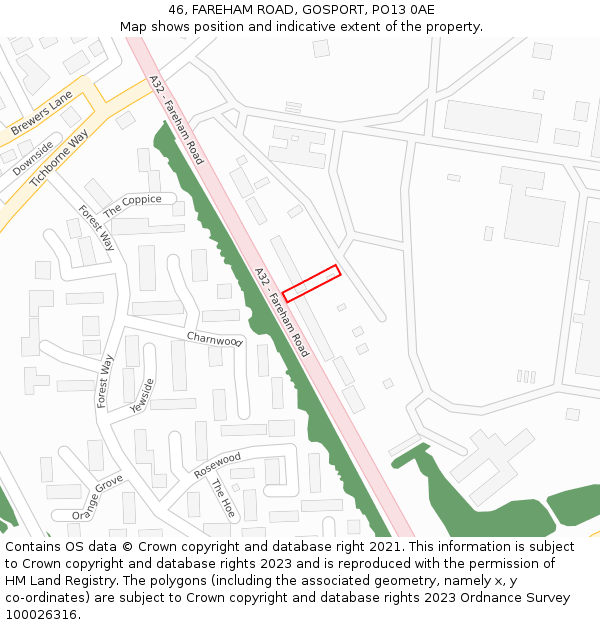 46, FAREHAM ROAD, GOSPORT, PO13 0AE: Location map and indicative extent of plot