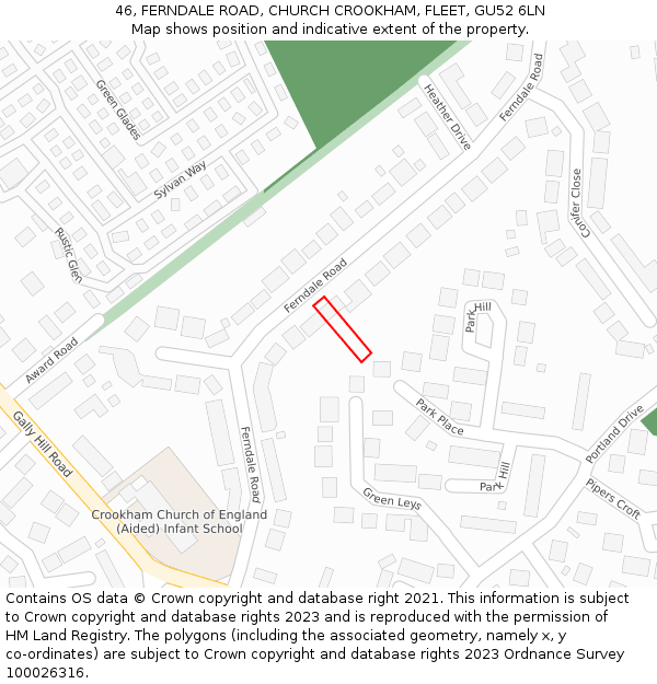 46, FERNDALE ROAD, CHURCH CROOKHAM, FLEET, GU52 6LN: Location map and indicative extent of plot