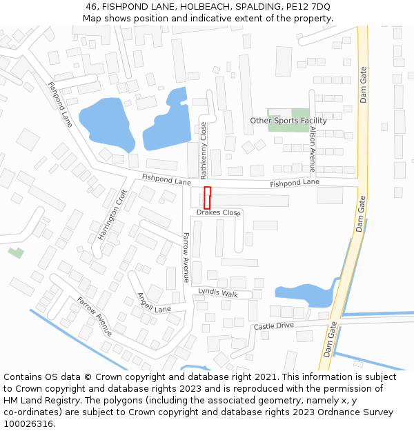 46, FISHPOND LANE, HOLBEACH, SPALDING, PE12 7DQ: Location map and indicative extent of plot