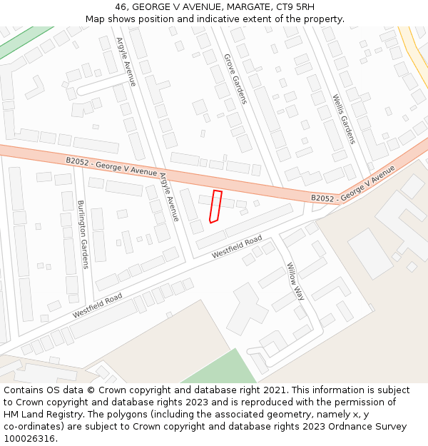 46, GEORGE V AVENUE, MARGATE, CT9 5RH: Location map and indicative extent of plot