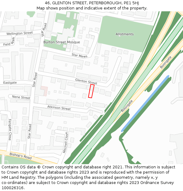 46, GLENTON STREET, PETERBOROUGH, PE1 5HJ: Location map and indicative extent of plot