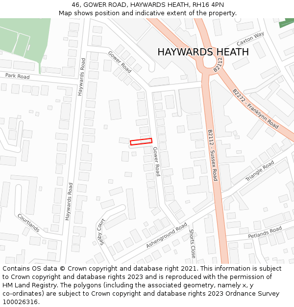 46, GOWER ROAD, HAYWARDS HEATH, RH16 4PN: Location map and indicative extent of plot