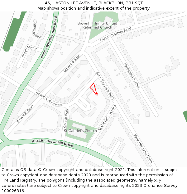 46, HASTON LEE AVENUE, BLACKBURN, BB1 9QT: Location map and indicative extent of plot