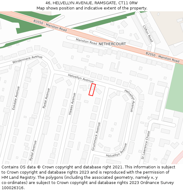 46, HELVELLYN AVENUE, RAMSGATE, CT11 0RW: Location map and indicative extent of plot