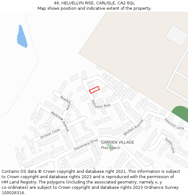 46, HELVELLYN RISE, CARLISLE, CA2 6QL: Location map and indicative extent of plot