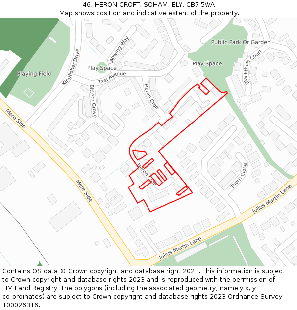 46, HERON CROFT, SOHAM, ELY, CB7 5WA: Location map and indicative extent of plot