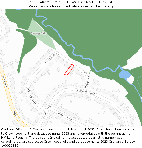 46, HILARY CRESCENT, WHITWICK, COALVILLE, LE67 5PL: Location map and indicative extent of plot