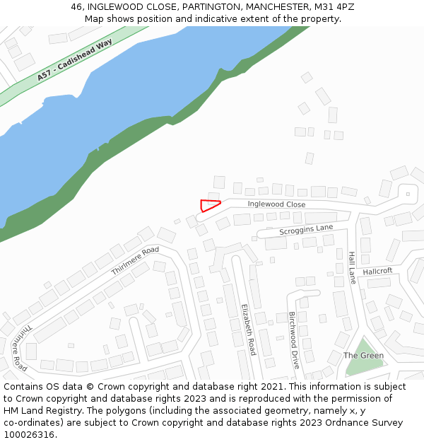 46, INGLEWOOD CLOSE, PARTINGTON, MANCHESTER, M31 4PZ: Location map and indicative extent of plot