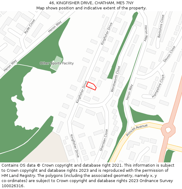46, KINGFISHER DRIVE, CHATHAM, ME5 7NY: Location map and indicative extent of plot