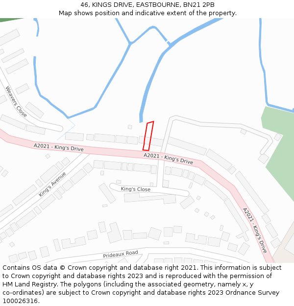 46, KINGS DRIVE, EASTBOURNE, BN21 2PB: Location map and indicative extent of plot