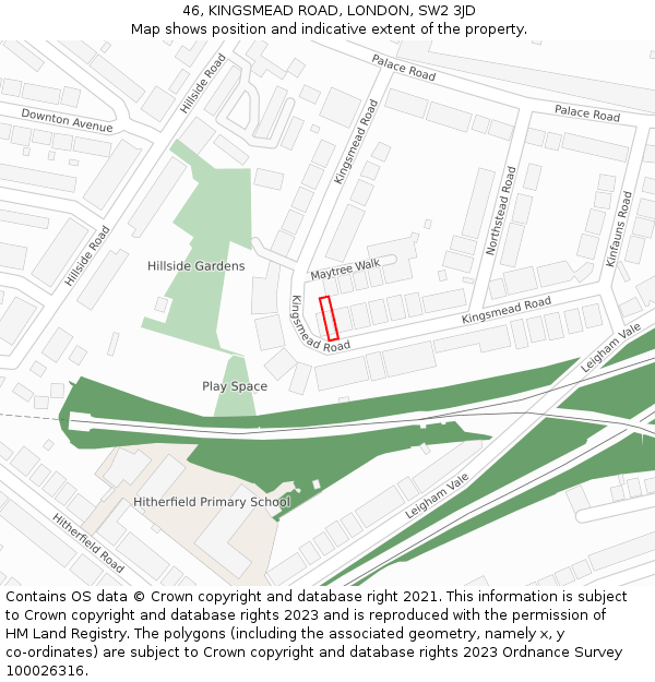 46, KINGSMEAD ROAD, LONDON, SW2 3JD: Location map and indicative extent of plot