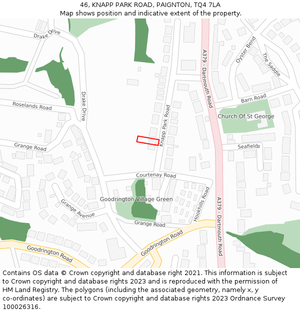 46, KNAPP PARK ROAD, PAIGNTON, TQ4 7LA: Location map and indicative extent of plot