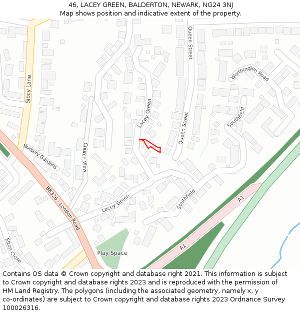 46, LACEY GREEN, BALDERTON, NEWARK, NG24 3NJ: Location map and indicative extent of plot