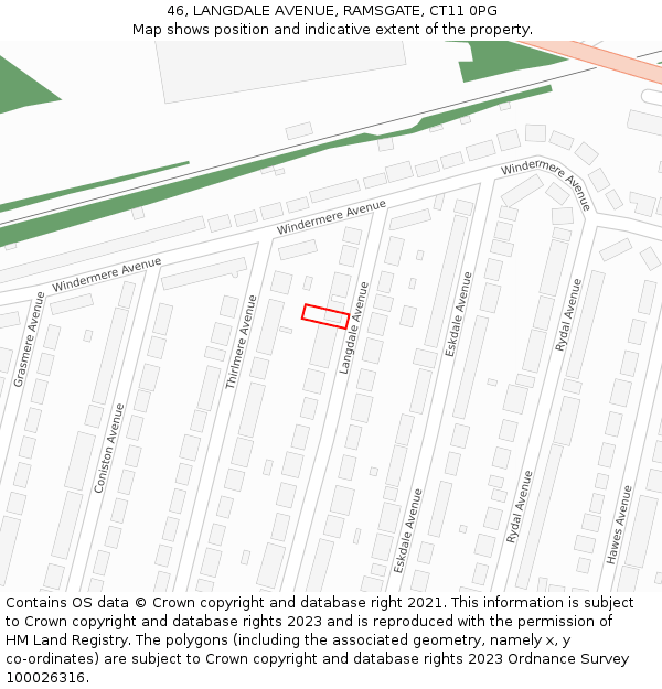 46, LANGDALE AVENUE, RAMSGATE, CT11 0PG: Location map and indicative extent of plot