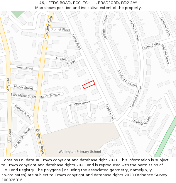 46, LEEDS ROAD, ECCLESHILL, BRADFORD, BD2 3AY: Location map and indicative extent of plot