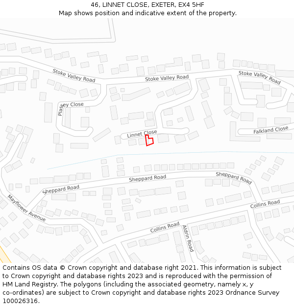 46, LINNET CLOSE, EXETER, EX4 5HF: Location map and indicative extent of plot